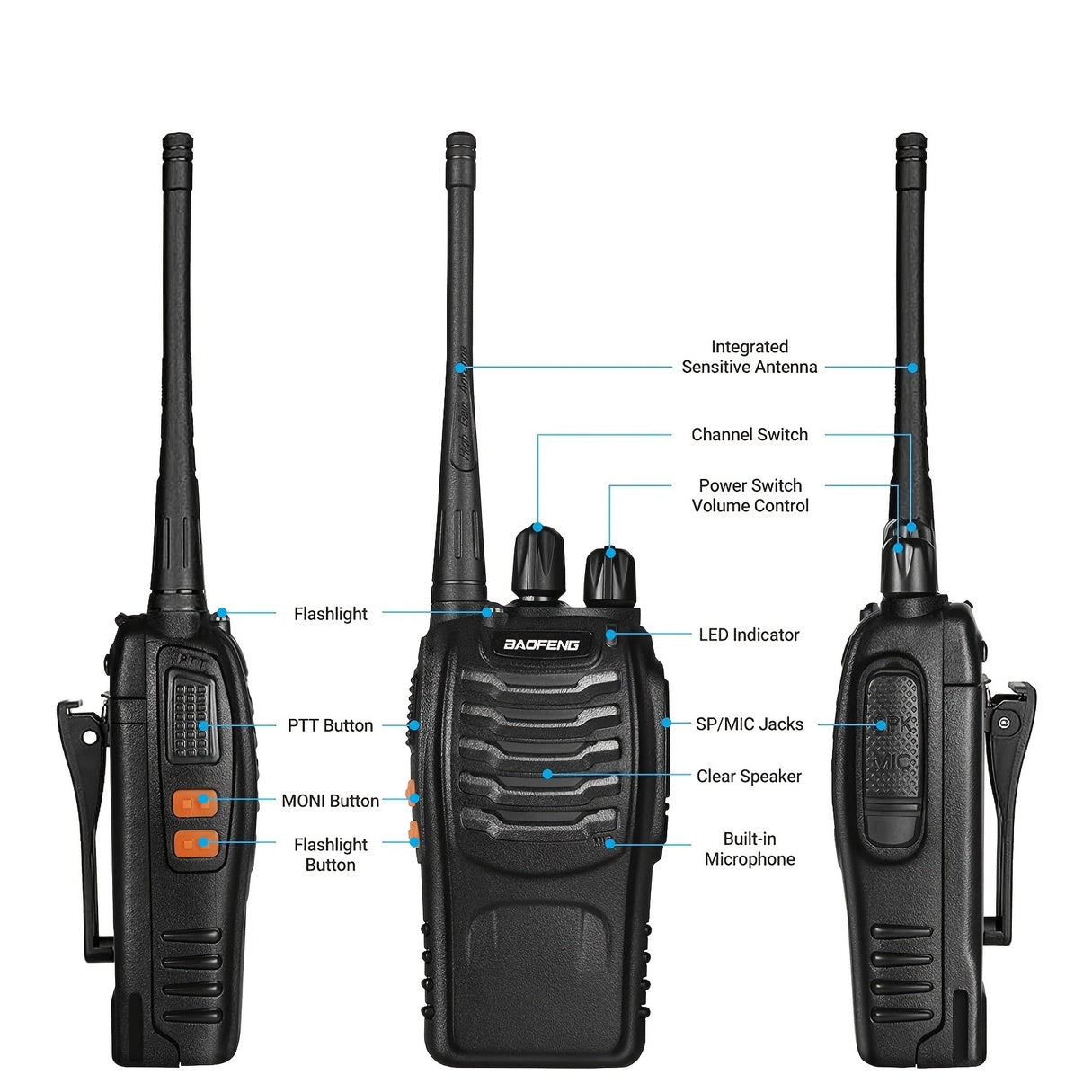 2pcs BAOFENG BF-888S UHF 400-480MHz Amateur Radio