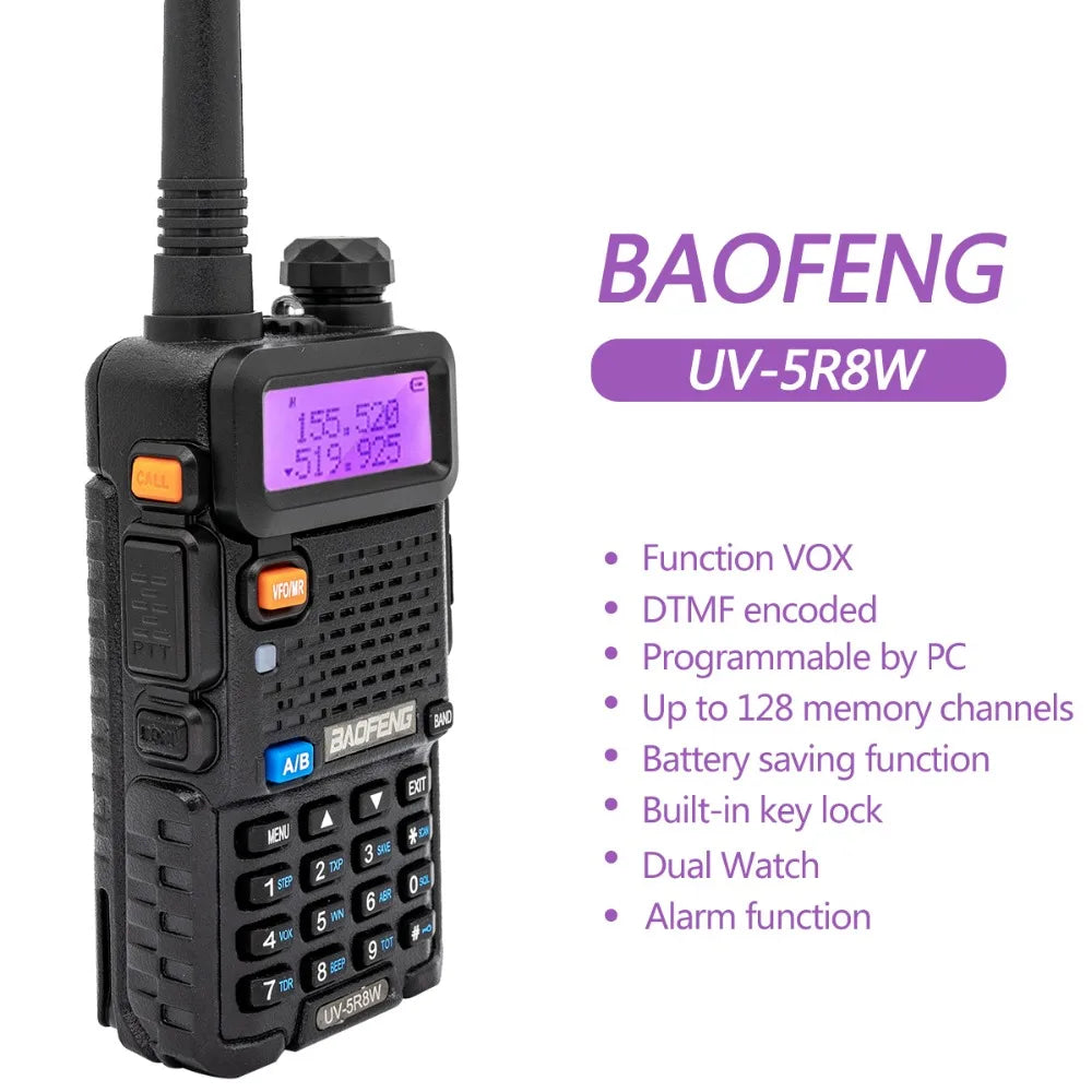 1/2PCS BaoFeng UV-5R 8W Tri-Power Walkie Talkie