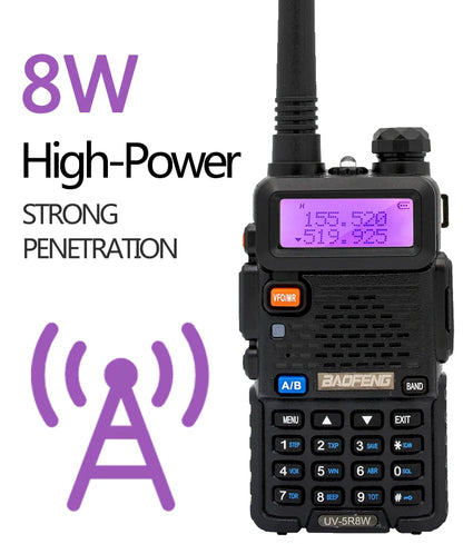 1/2PCS BaoFeng UV-5R 8W Tri-Power Walkie Talkie