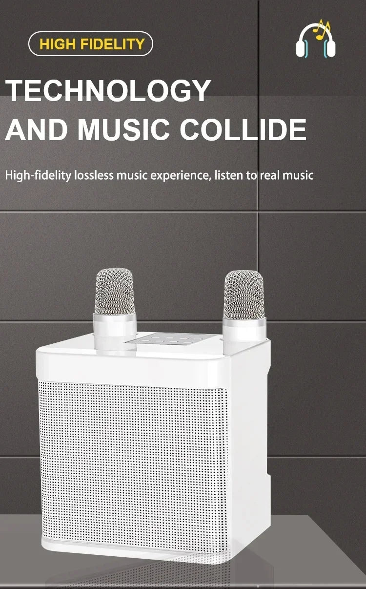 Karaoke Machine With 2 Wireless Dual Microphones