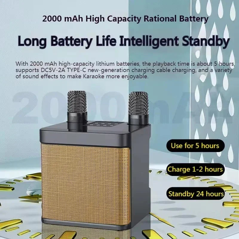 Karaoke Machine With 2 Wireless Dual Microphones