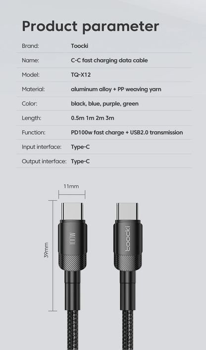 Toocki 100W Type C to USB C Cable