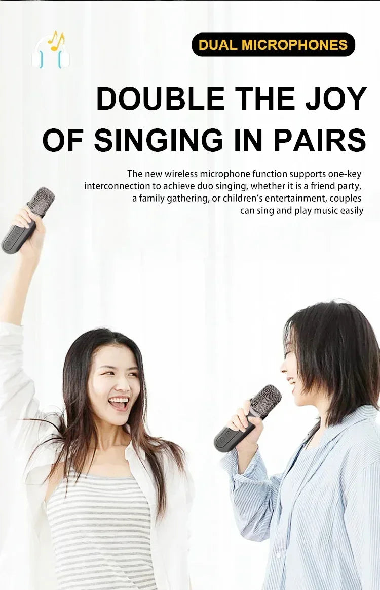Karaoke Machine With 2 Wireless Dual Microphones