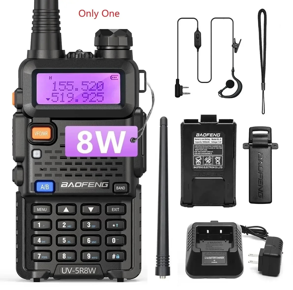 1/2PCS BaoFeng UV-5R 8W Tri-Power Walkie Talkie