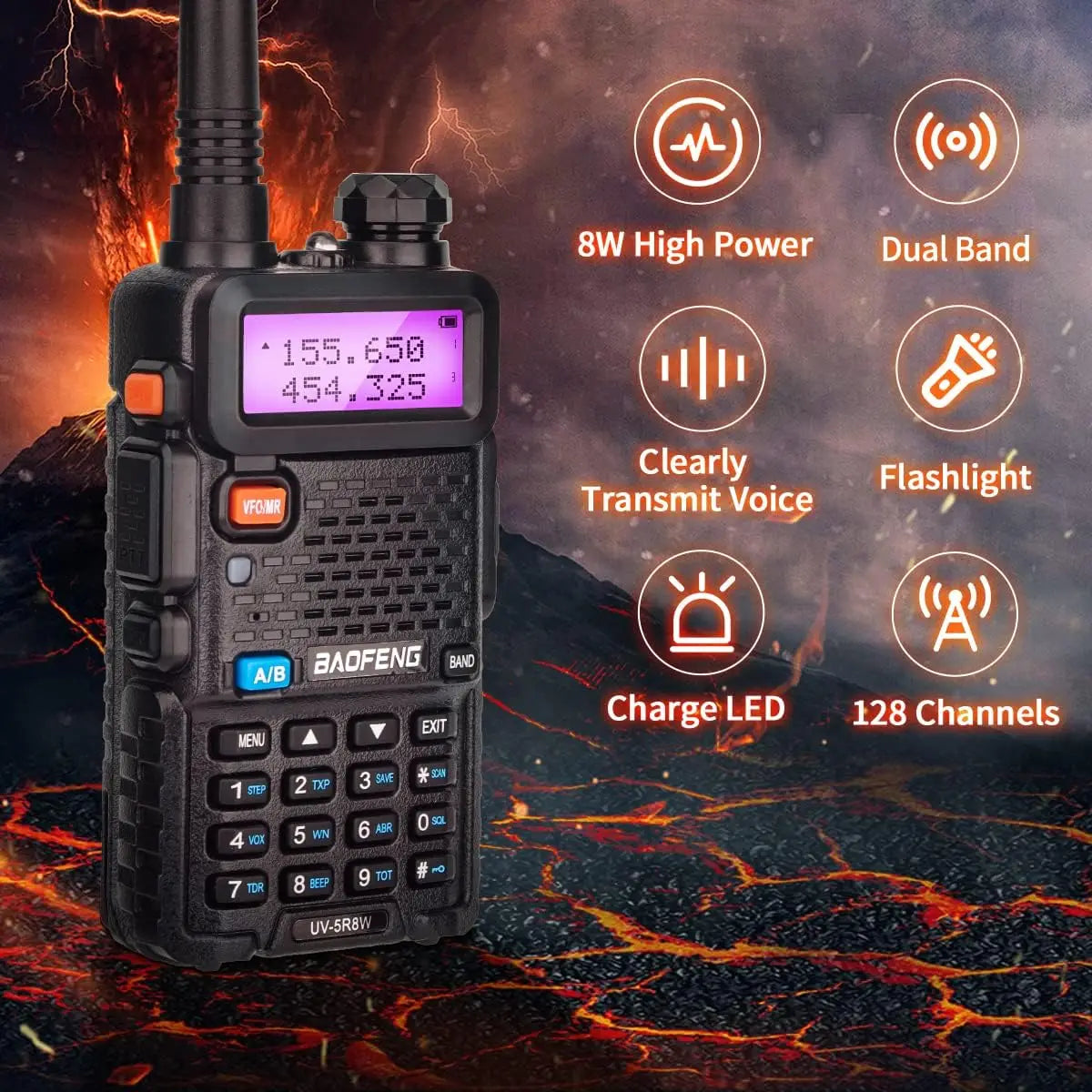 1/2PCS BaoFeng UV-5R 8W Tri-Power Walkie Talkie