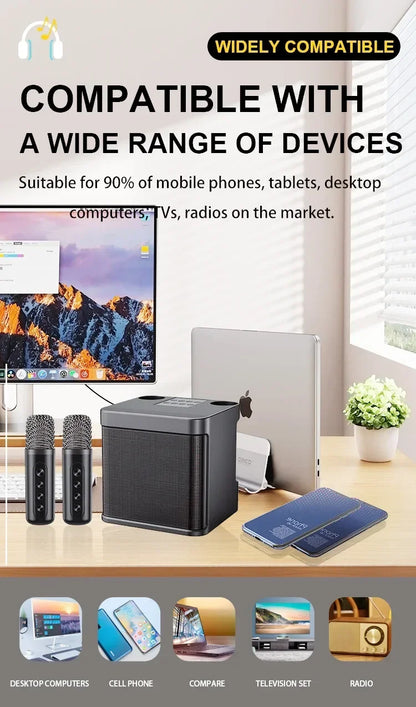 Karaoke Machine With 2 Wireless Dual Microphones