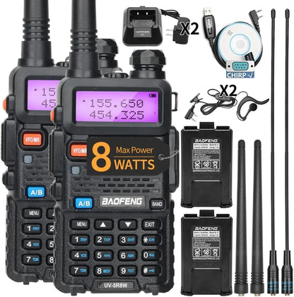1/2PCS BaoFeng UV-5R 8W Tri-Power Walkie Talkie