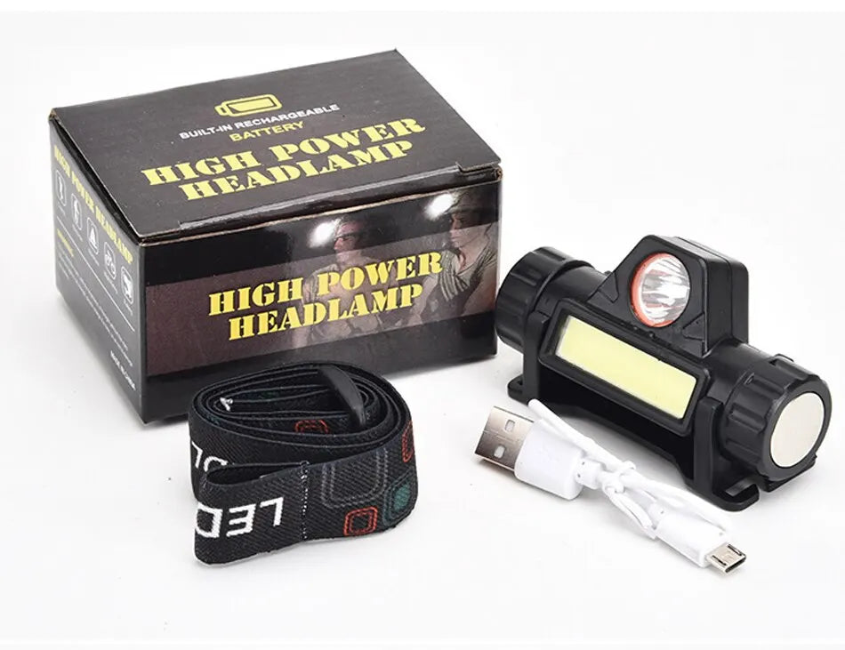 Rechargeable COB LED USB Headlamp